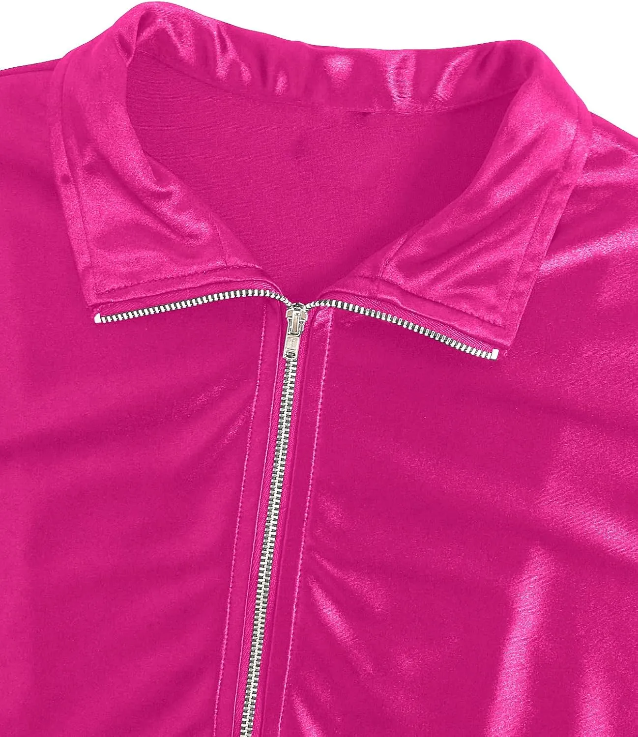 Verdusa Women's Bomber Satin Lightweight Jacket Drop Shoulder Long Sleeve Zip Up Outerwear