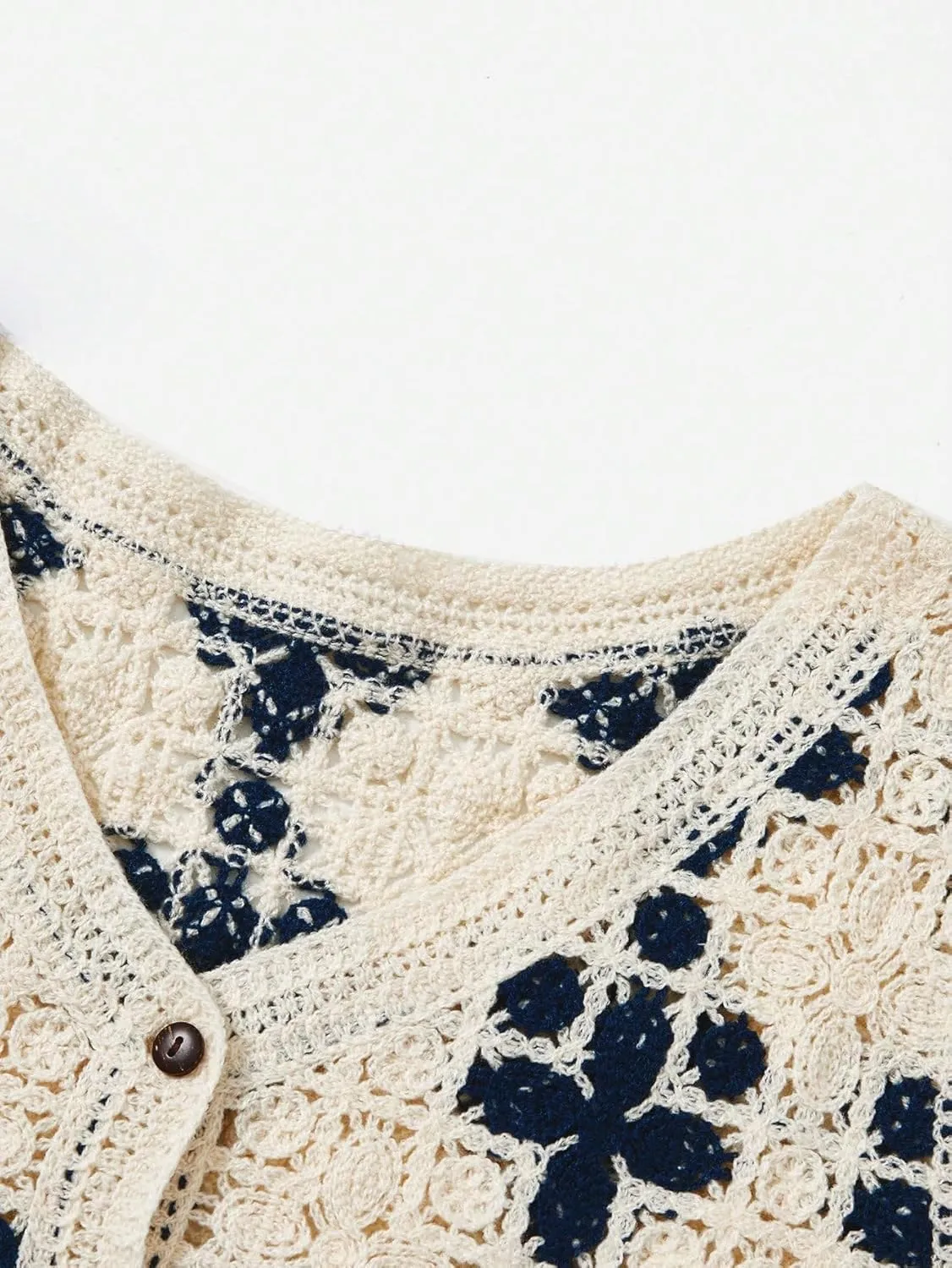 Verdusa Women's Button Front Vest V Neck Sleeveless Knit Crochet Sweater Vest
