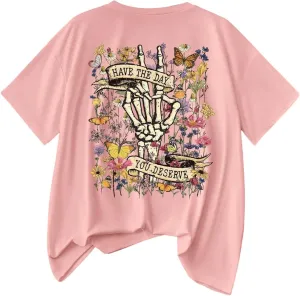Verdusa Women's Plus Size Floral Graphic Tee Tops Round Neck Short Sleeve Casual T Shirt