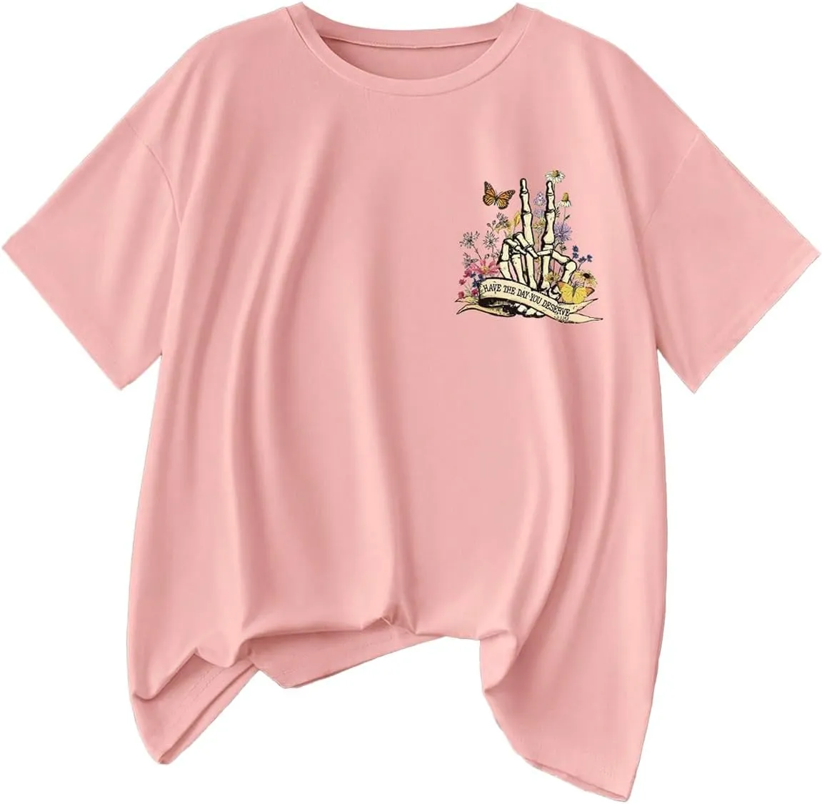 Verdusa Women's Plus Size Floral Graphic Tee Tops Round Neck Short Sleeve Casual T Shirt