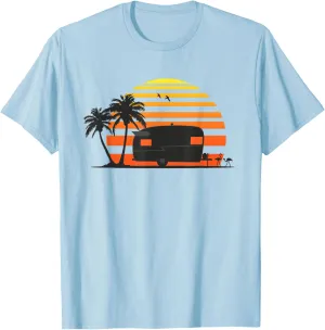 Vintage Shasta Camper Trailer Beach Sunset T-shirt