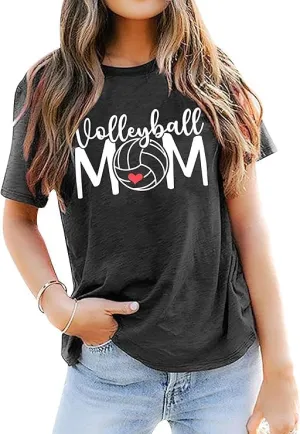 Volleyball Shirts for Women Volleyball Mom Tshirt Short Sleeve Sports Ball Casual Top Game Day Graphic Tee