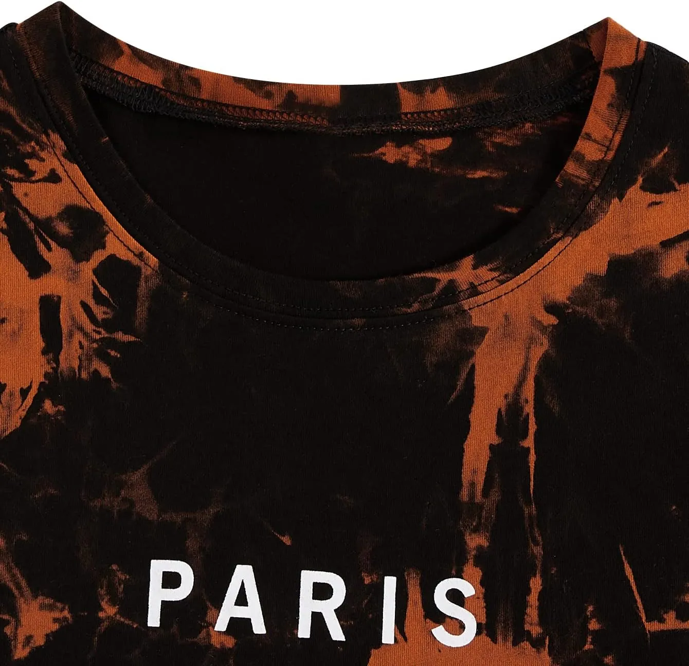 WDIRARA Men's Tie Dye Letter City Print Short Sleeve Tee Casual Round Neck T Shirt