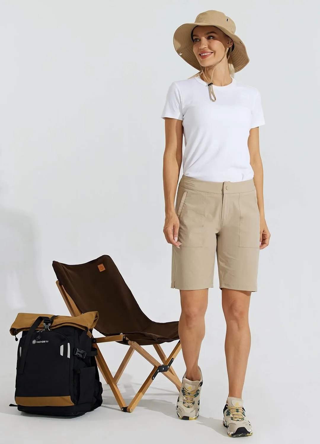 Willit Women's Golf Hiking Shorts 9" Quick Dry Athletic Long Casual Summer Shorts Zipper Pockets Water Resistant Lightweight