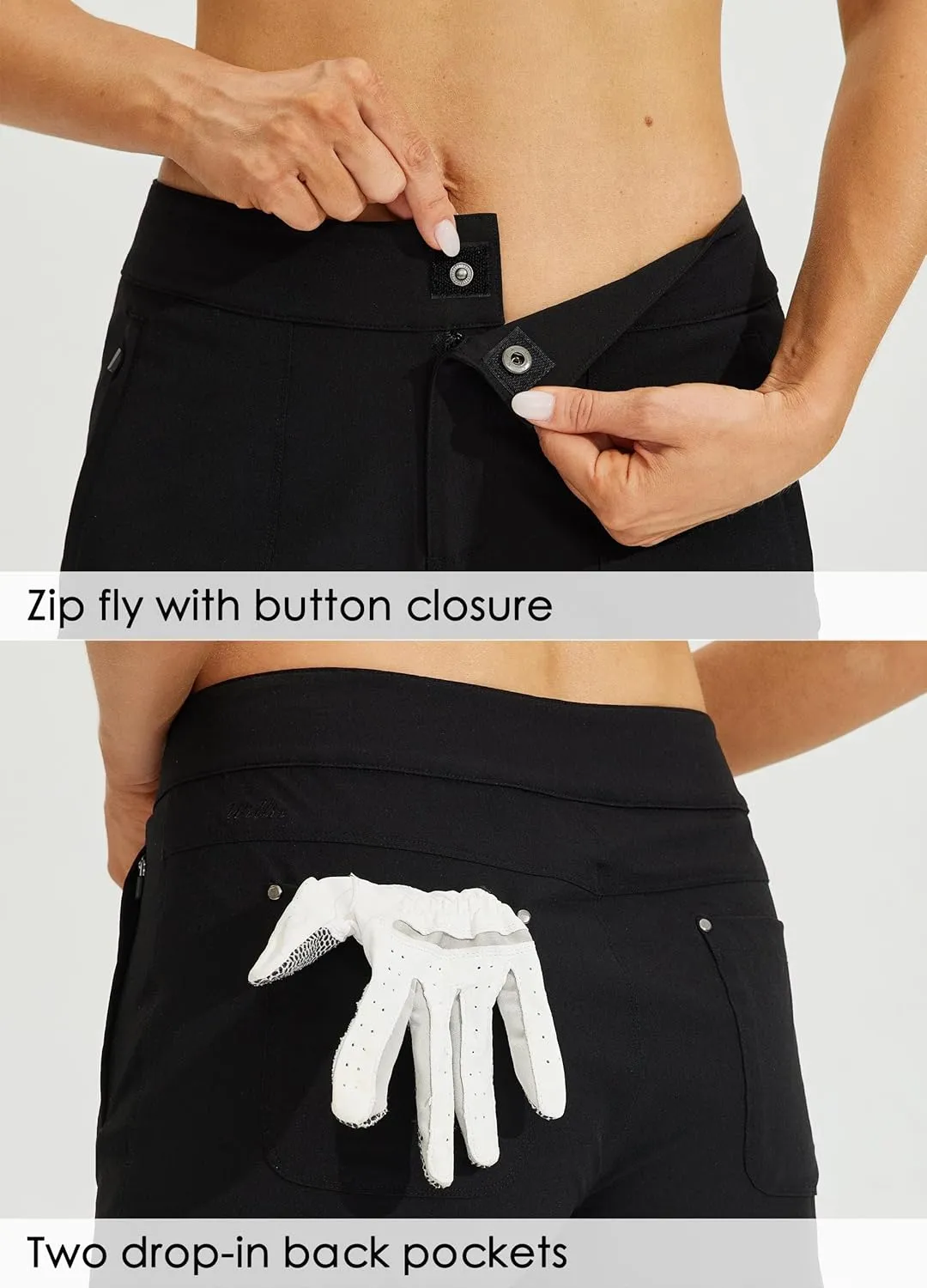 Willit Women's Golf Hiking Shorts 9" Quick Dry Athletic Long Casual Summer Shorts Zipper Pockets Water Resistant Lightweight