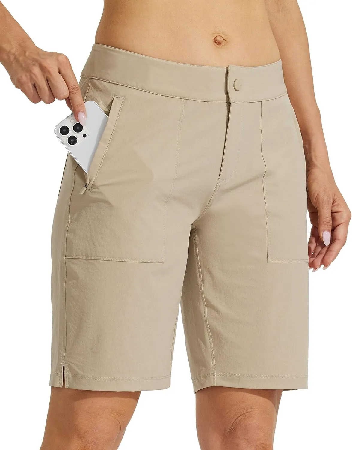 Willit Women's Golf Hiking Shorts 9" Quick Dry Athletic Long Casual Summer Shorts Zipper Pockets Water Resistant Lightweight