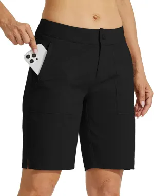 Willit Women's Golf Hiking Shorts 9" Quick Dry Athletic Long Casual Summer Shorts Zipper Pockets Water Resistant Lightweight