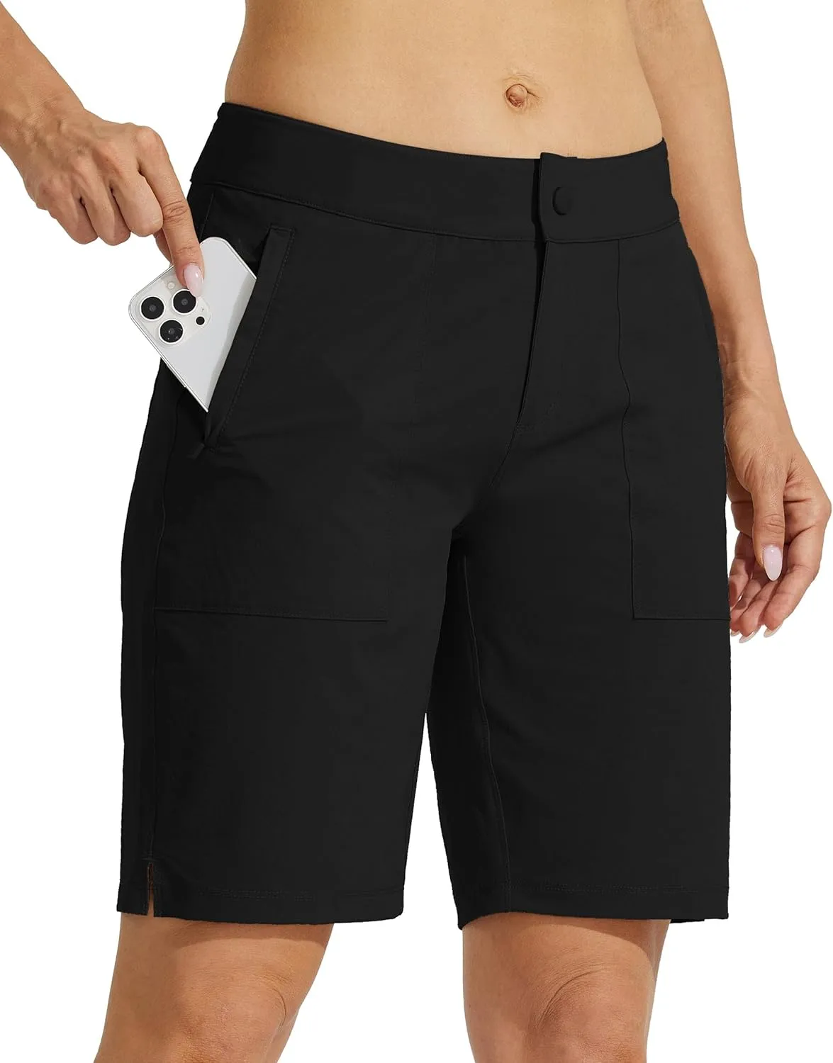 Willit Women's Golf Hiking Shorts 9" Quick Dry Athletic Long Casual Summer Shorts Zipper Pockets Water Resistant Lightweight