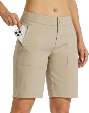 Willit Women's Golf Hiking Shorts 9" Quick Dry Athletic Long Casual Summer Shorts Zipper Pockets Water Resistant Lightweight