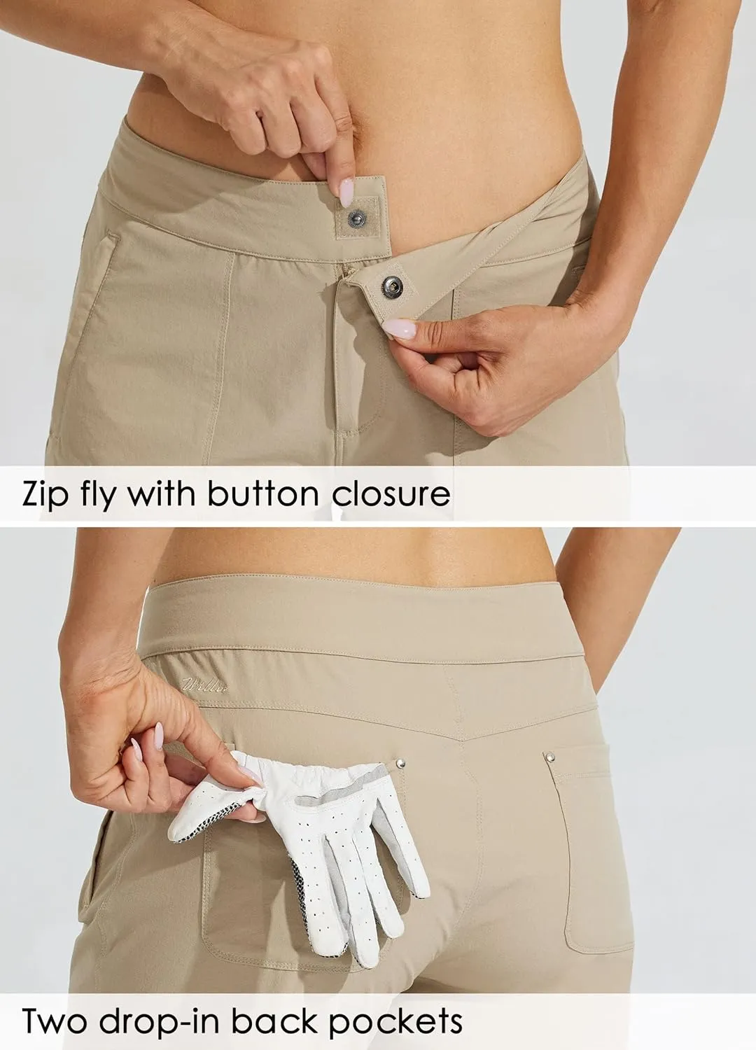 Willit Women's Golf Hiking Shorts 9" Quick Dry Athletic Long Casual Summer Shorts Zipper Pockets Water Resistant Lightweight