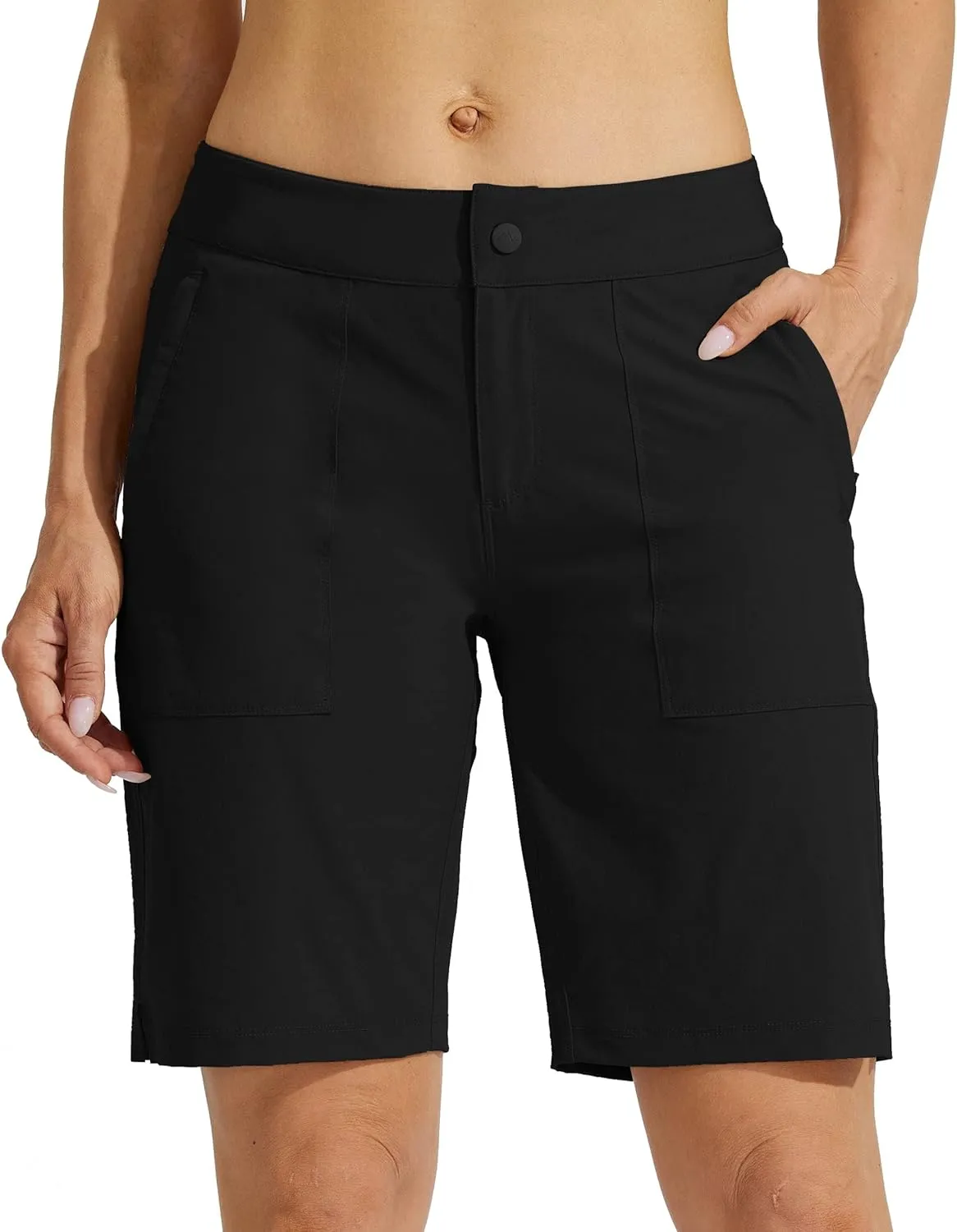 Willit Women's Golf Hiking Shorts 9" Quick Dry Athletic Long Casual Summer Shorts Zipper Pockets Water Resistant Lightweight