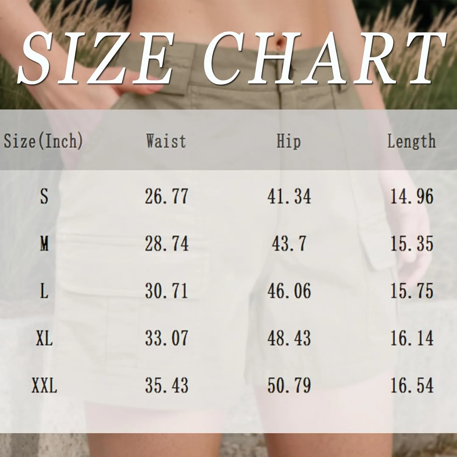Women Cargo Shorts Summer Casual Hiking Shorts with Pockets Elastic Waist Button Bermuda Short Y2K Chino Short