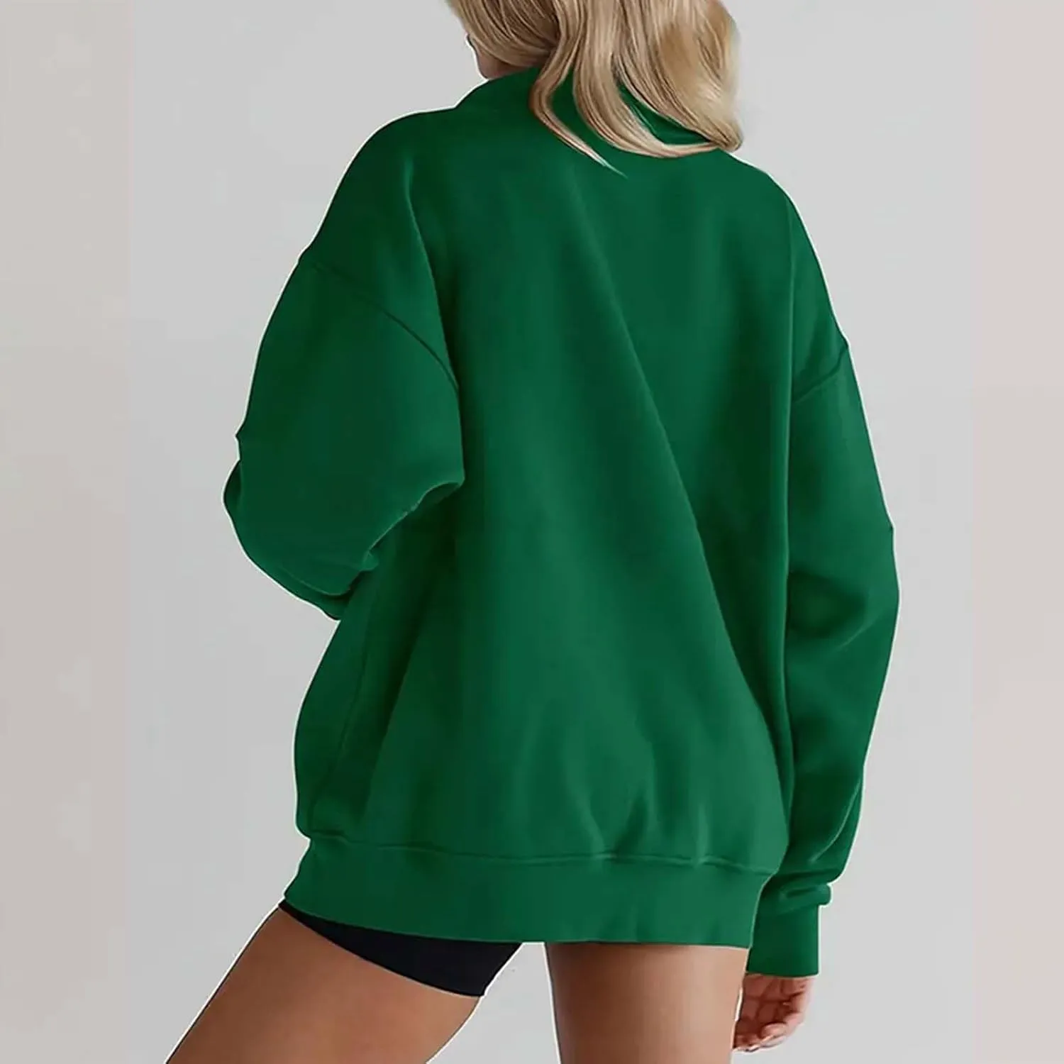 Women Fleece Half Zip Pullover Comfy Oversized Sweatshirt Trendy 1/4 Zip Up Hoodie Casual Fall Sweaters with Pockets