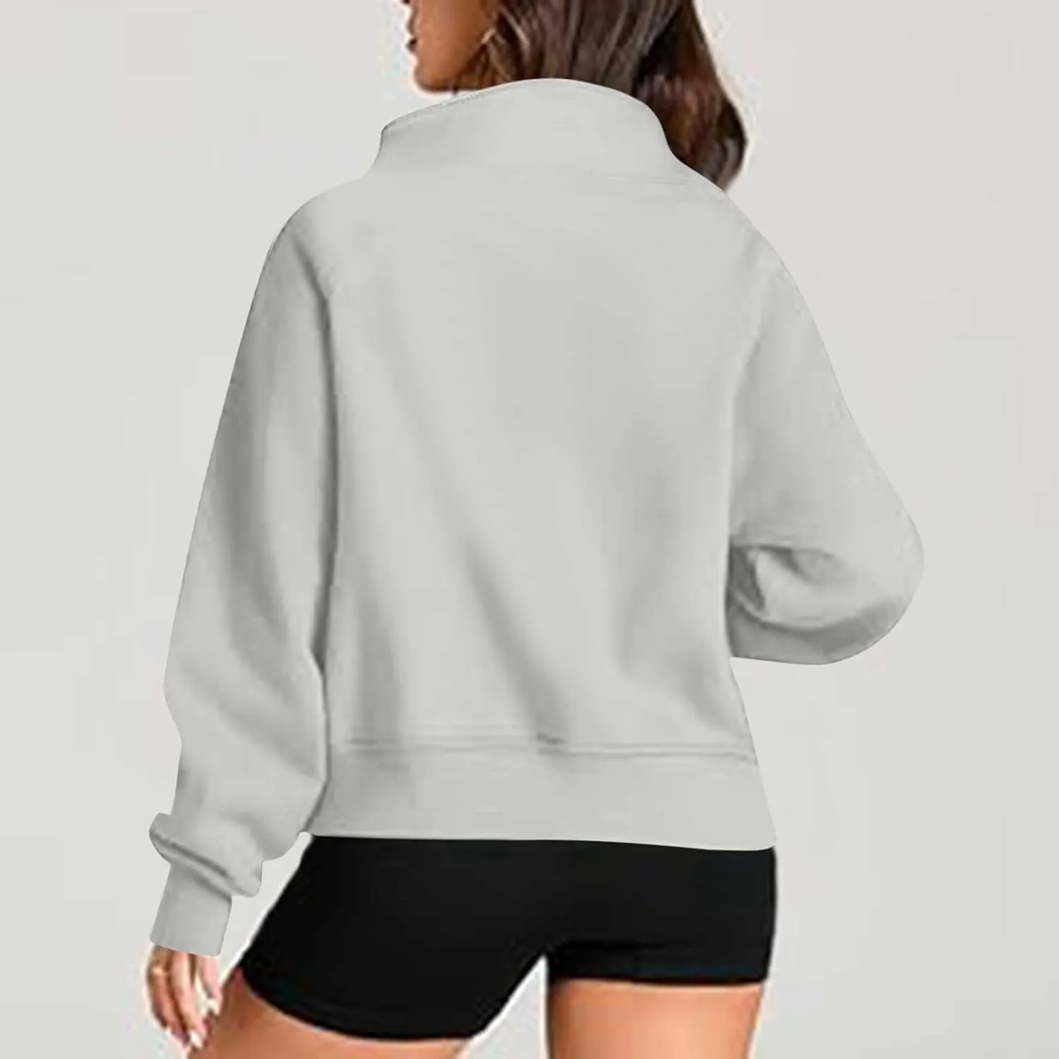 Women Half Zip Up Sweatshirts Trendy Long Sleeve Plain Pullover Fall Casual Oversized Tops Winter Comfort Clothes