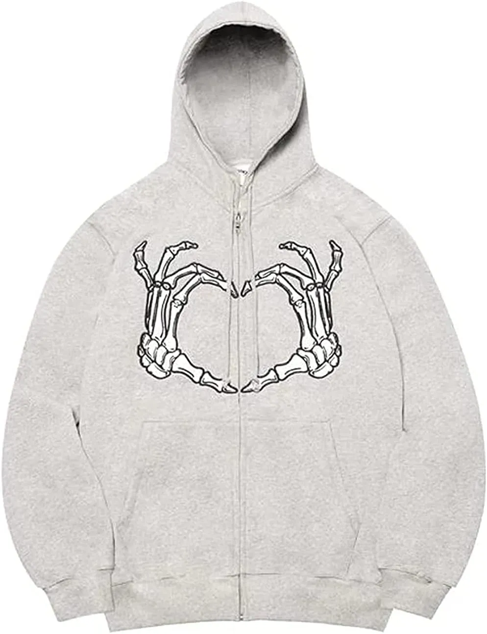 Women Men Oversized Y2K Zip Up Sweatshirt Hoodie Jacket Halloween Skeleton Print Coat Aesthetic Streetwear Top
