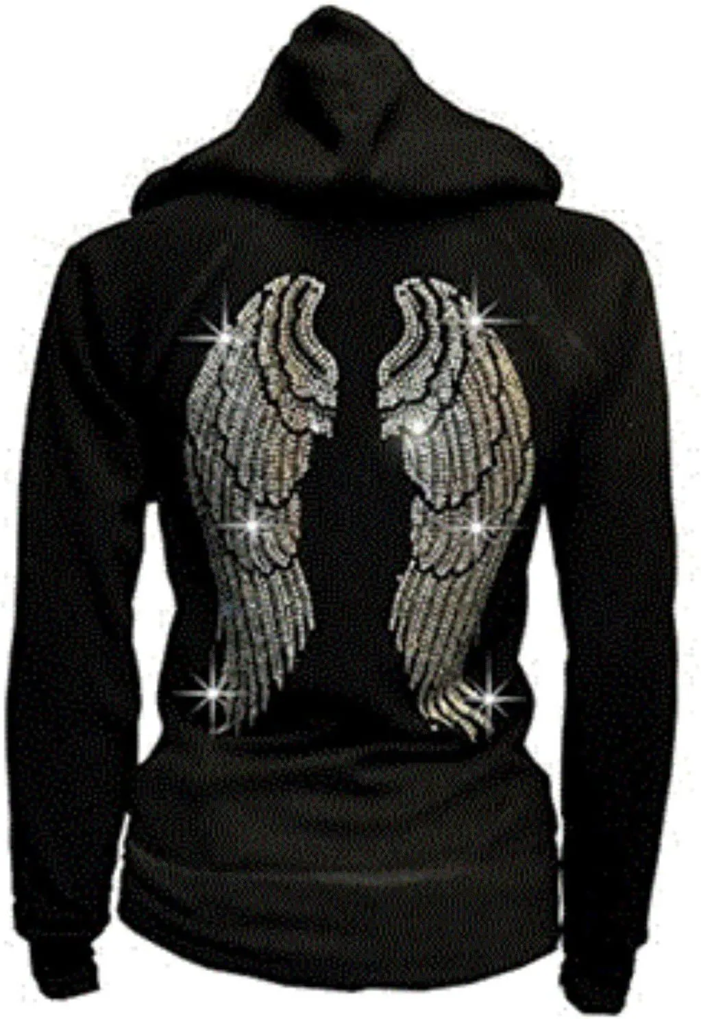 Women's Angel Wings Zip up Hoodie,Sweater,LADY Rhinestones Streetwear Oversized Jacket,Graphic Hoodie for Women