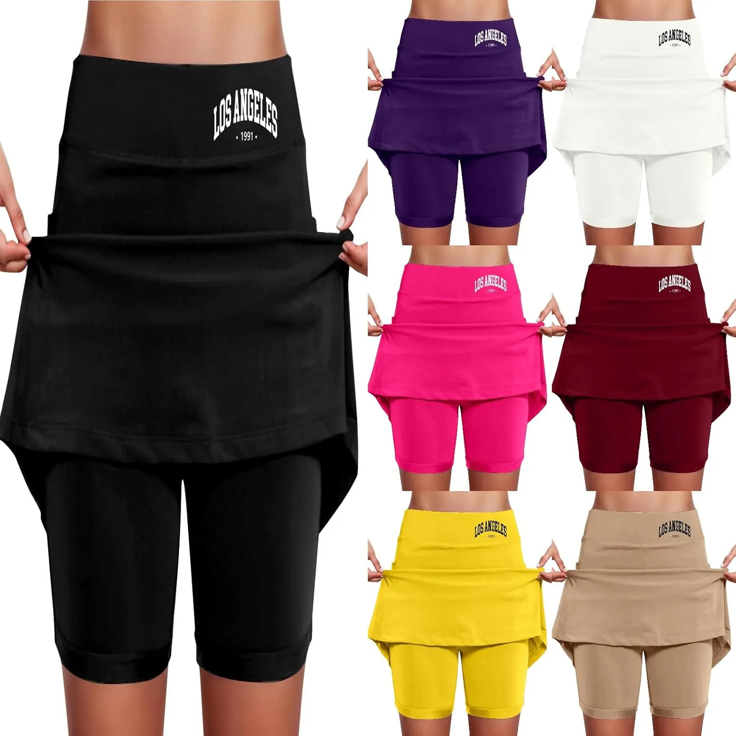 Women's Athletic Skorts 2025 Summer Los Angeles High Waisted Tennis Shorts Sports Running Gym Breathable Skirt Shorts