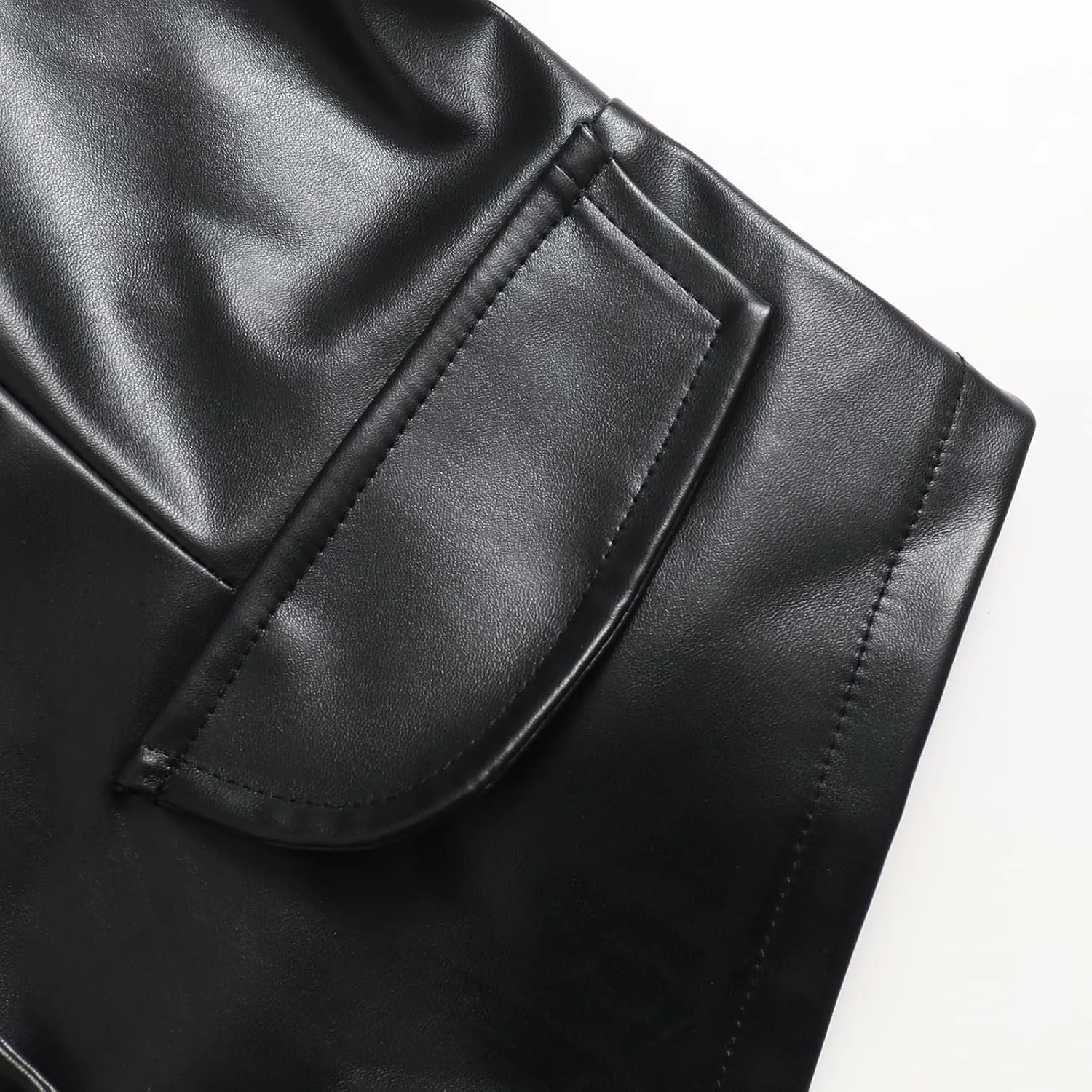 Women's Button Front PU Leather Vest Blazer