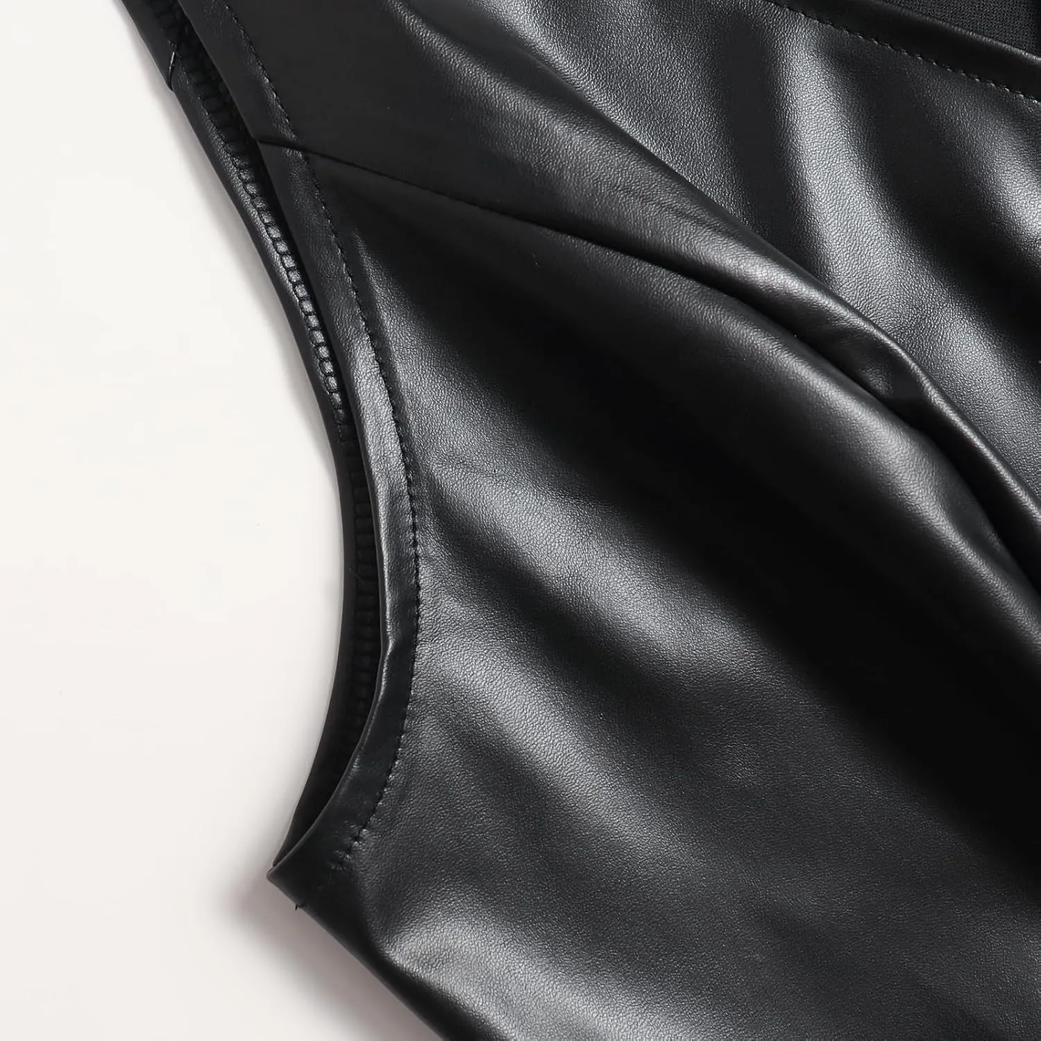 Women's Button Front PU Leather Vest Blazer