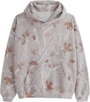 Womens Camo Maple Leaf Hoodie Oversized Lightweight Printed Fleece Hooded Sweatshirt with Pocket