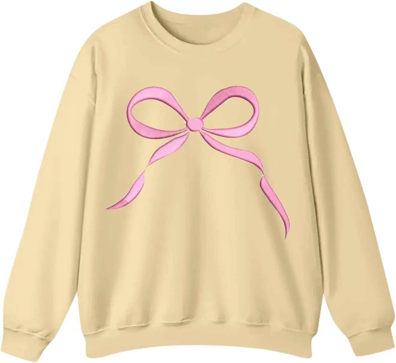 Womens Casual Bow Sweatshirts Colorful Pastel Bows Graphic Tee Shirts Oversized Holiday Trendy Pullover Outfits