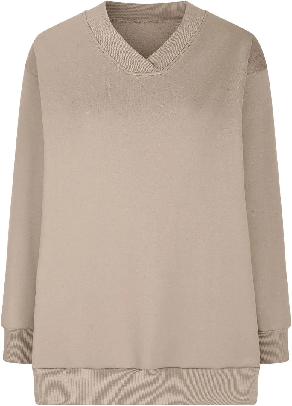 Women's Cute Oversized Hoodies,Casual V Neck Long Sleeve Fleece Sweatshirts Pullover Sweaters, Cute Basic Tops