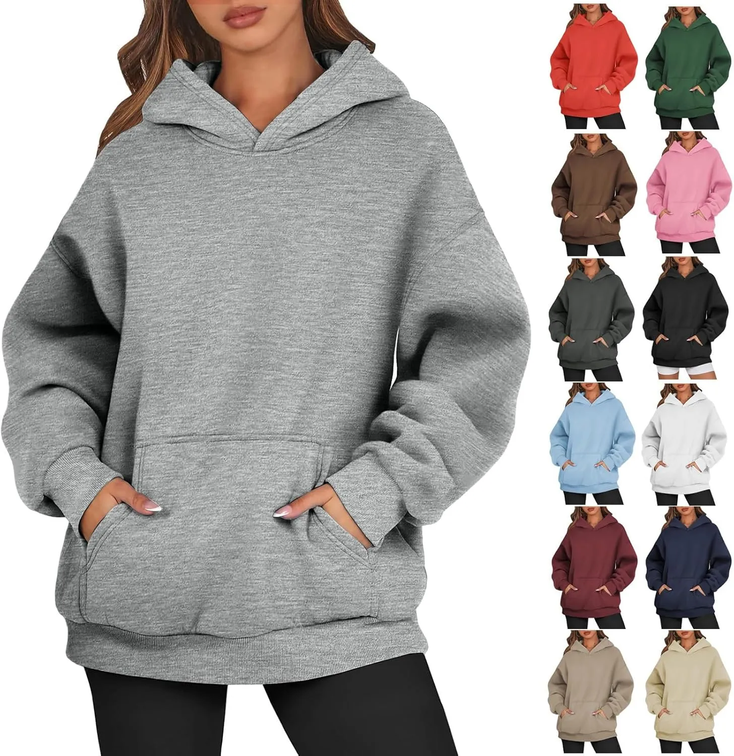 Womens Fleece Oversized Hoodie Baggy Cotton Soft Pullover Sweatshirts Drop Shoulder Fall Winter Hooded Coats w/Pocket