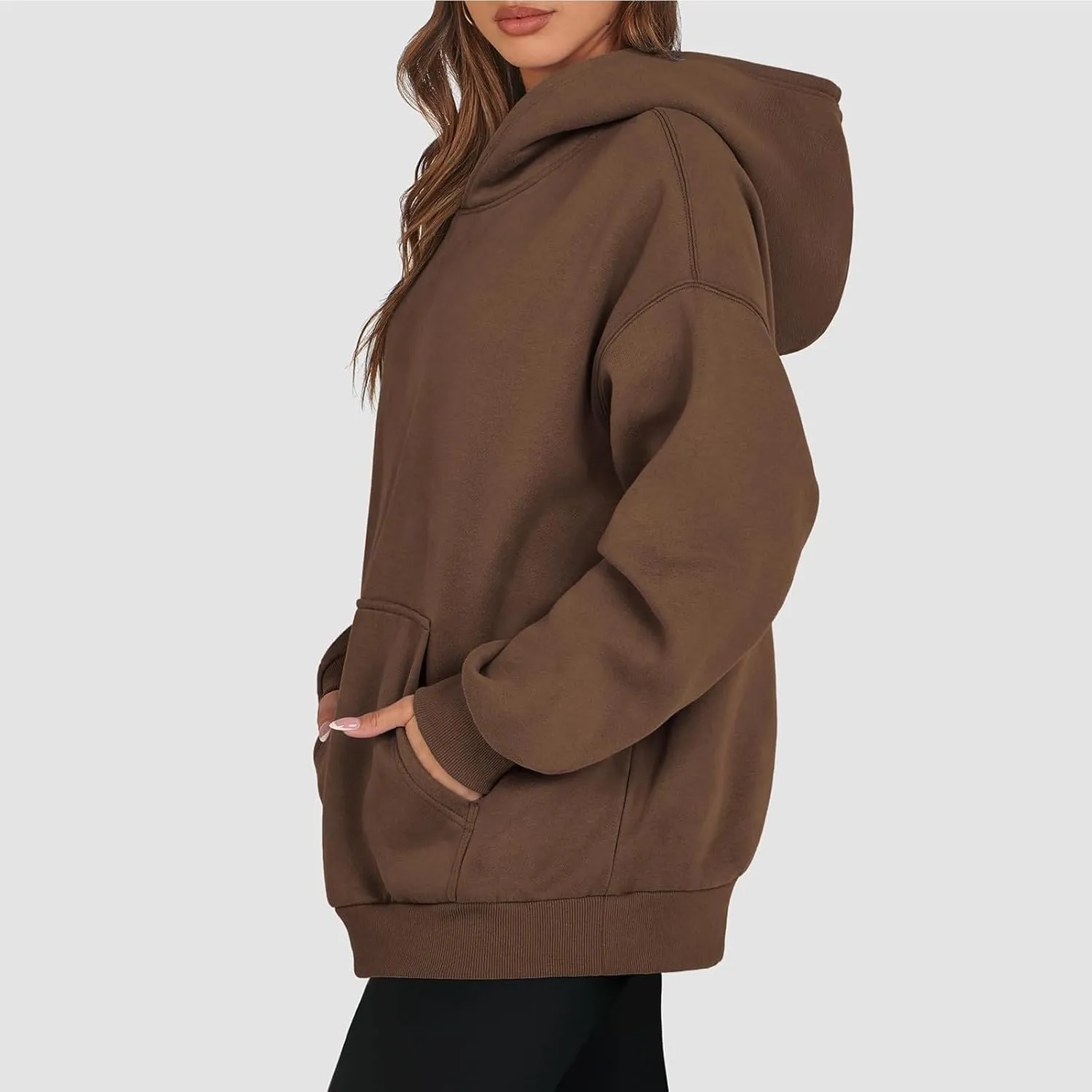 Womens Fleece Oversized Hoodie Baggy Cotton Soft Pullover Sweatshirts Drop Shoulder Fall Winter Hooded Coats w/Pocket