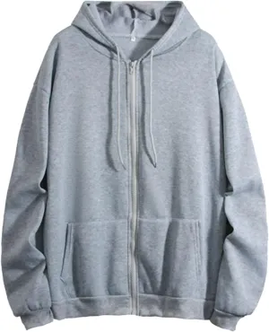 Womens Full Zip Up Hoodies Casual Fleece Lightweight Drawstring Long Sleeve Sweatshirt Jacket with Pockets