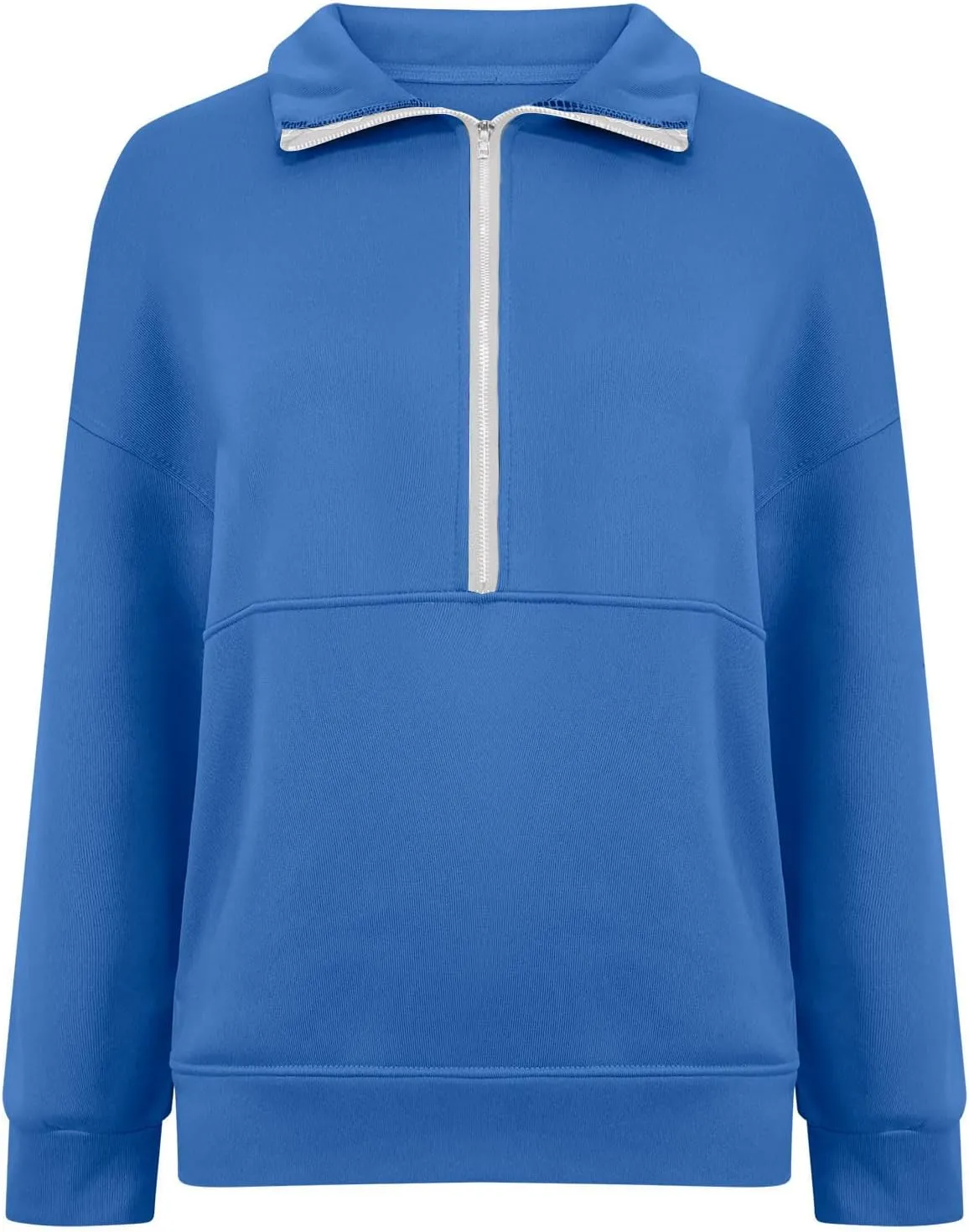 Women's Half Zip Sweatshirts Long Sleeve Drop Shoulder Pullover Casual Oversized Hoodies with Pocket