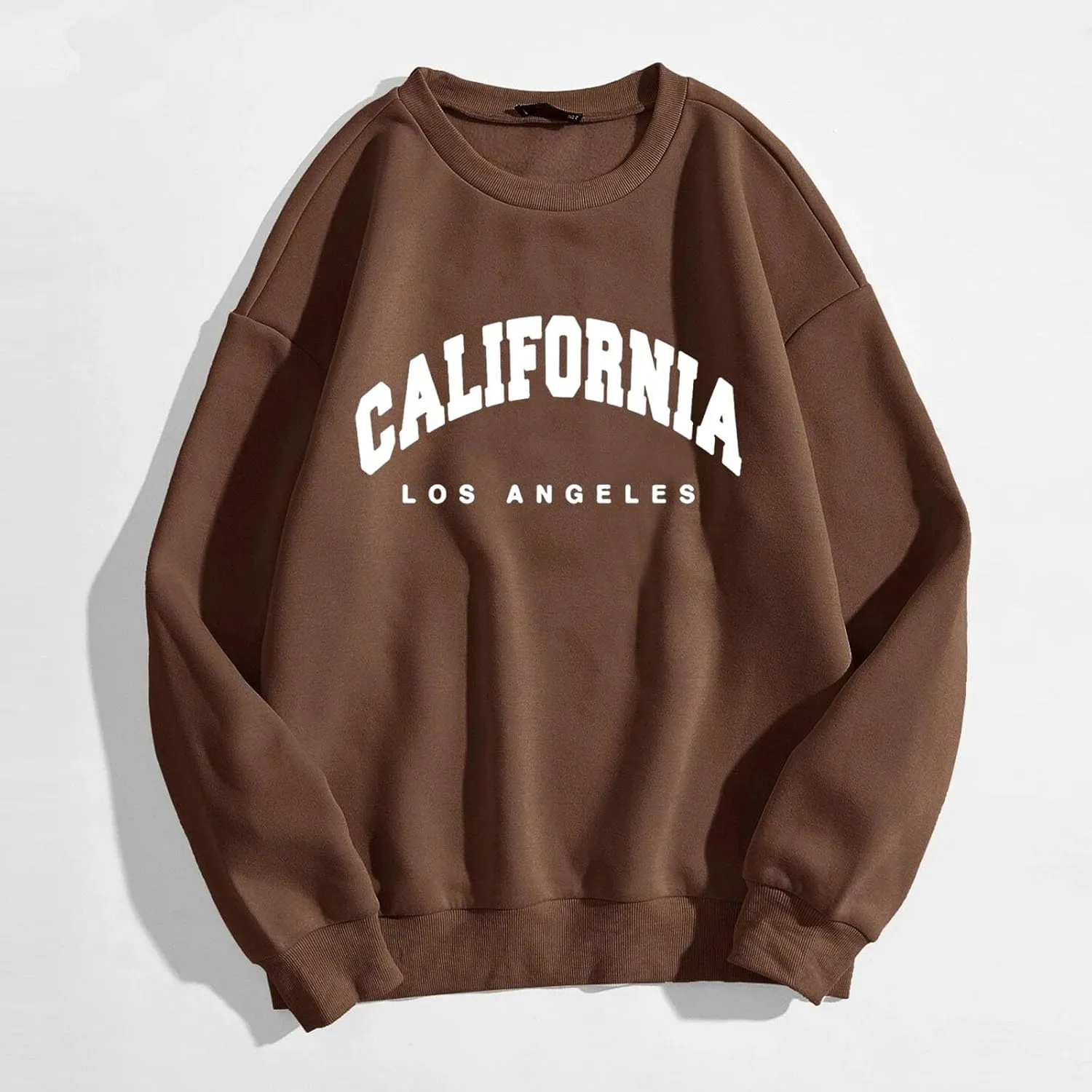Women's Letter Graphic Print Sweatshirt Cute Los Angeles Oversized Pullover Crewneck Long Sleeve Tops for Teen Girls
