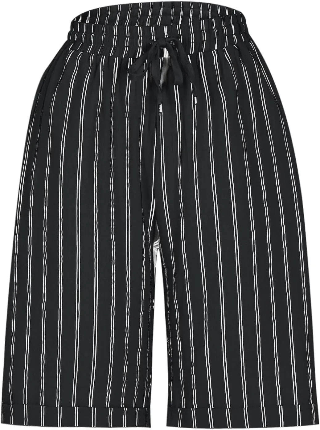 Womens Linen Wide Leg Pants Loose High Waisted Drawstring Baggy Beach Trousers Casual Bermuda Shorts with Pockets
