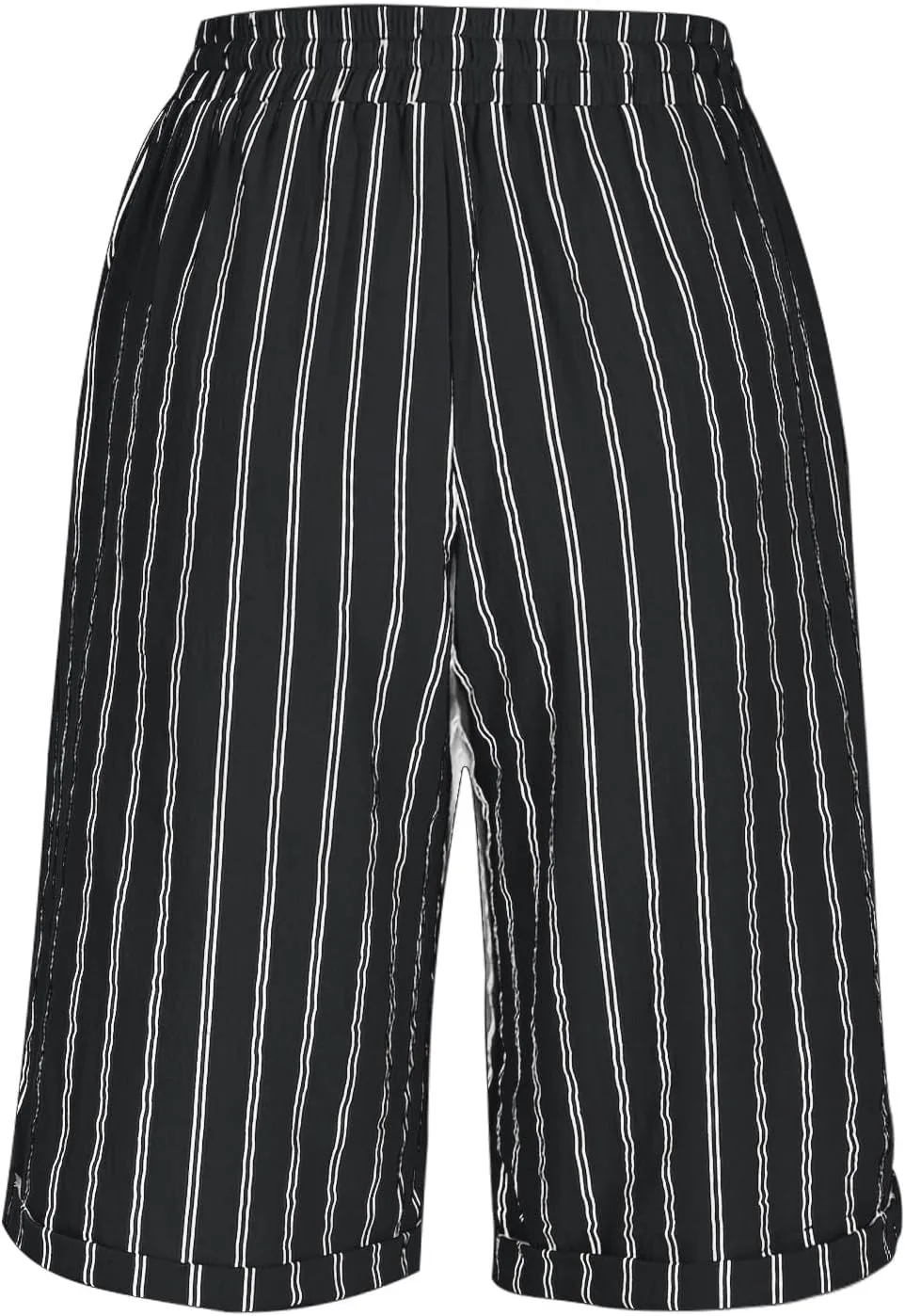 Womens Linen Wide Leg Pants Loose High Waisted Drawstring Baggy Beach Trousers Casual Bermuda Shorts with Pockets