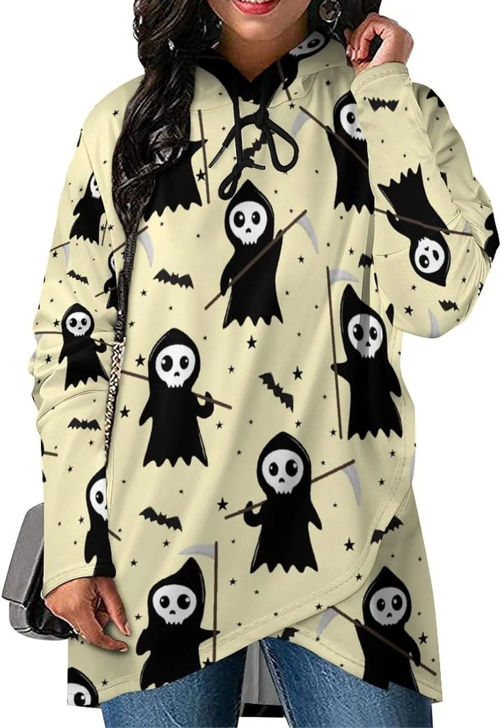 Womens' Long-sleeve Cape Style Halloween Death Hoodie Decked Elegant Lounge