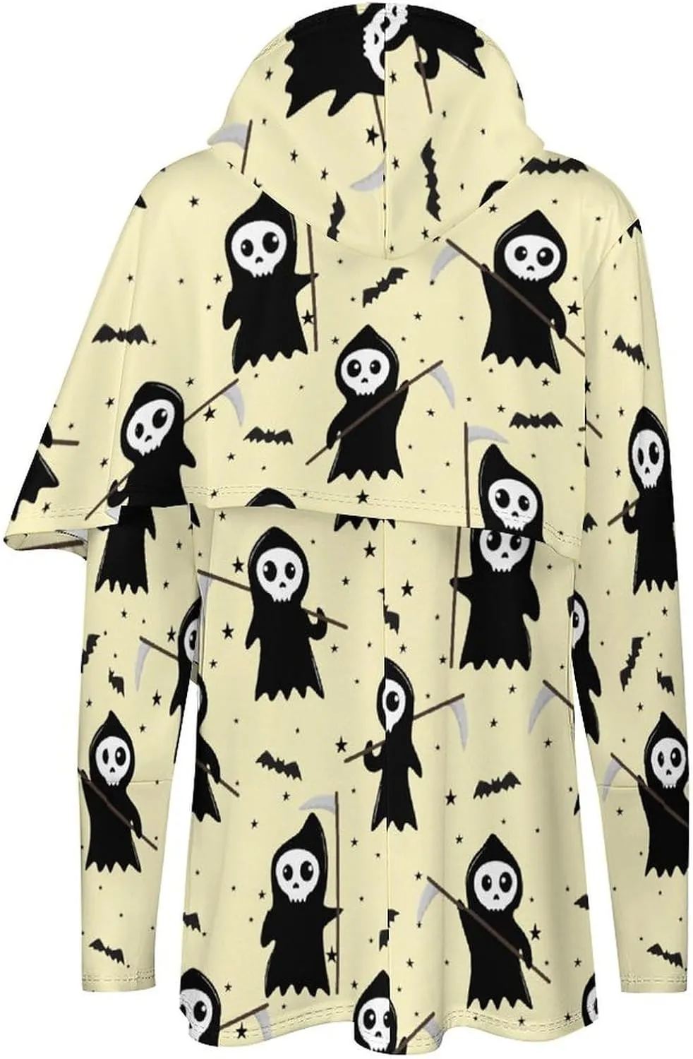 Womens' Long-sleeve Cape Style Halloween Death Hoodie Decked Elegant Lounge