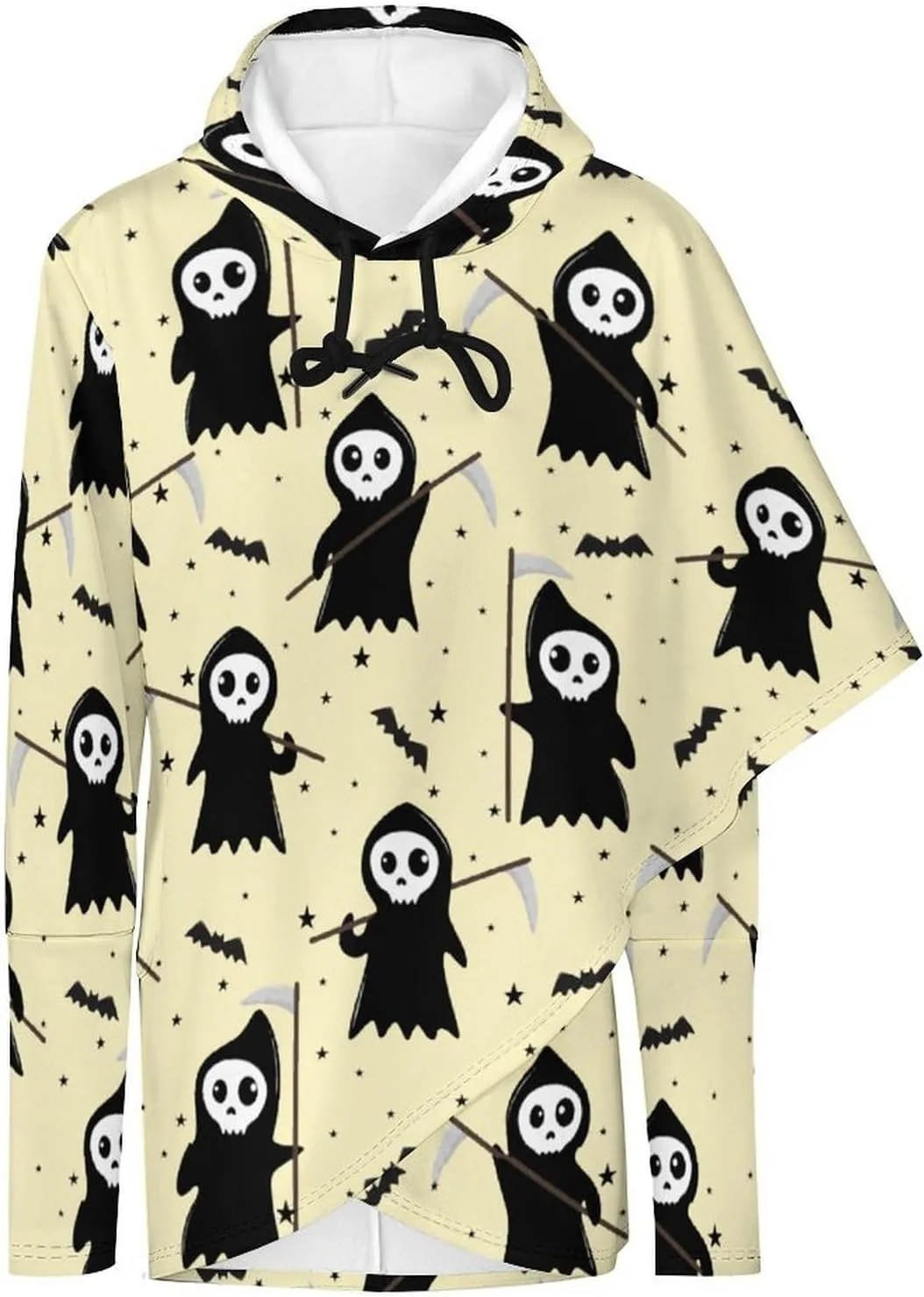 Womens' Long-sleeve Cape Style Halloween Death Hoodie Decked Elegant Lounge