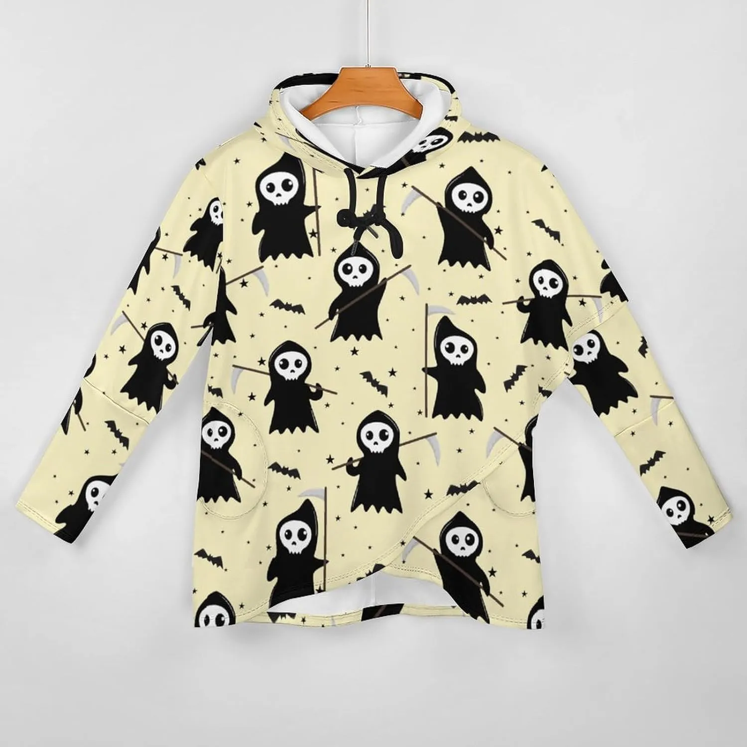 Womens' Long-sleeve Cape Style Halloween Death Hoodie Decked Elegant Lounge