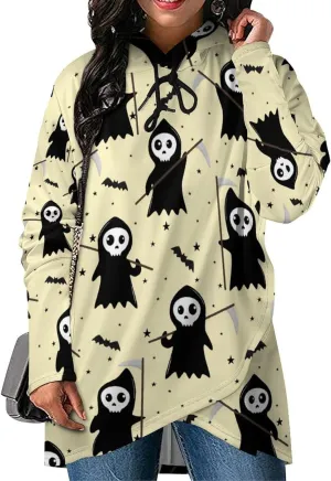 Womens' Long-sleeve Cape Style Halloween Death Hoodie Decked Elegant Lounge