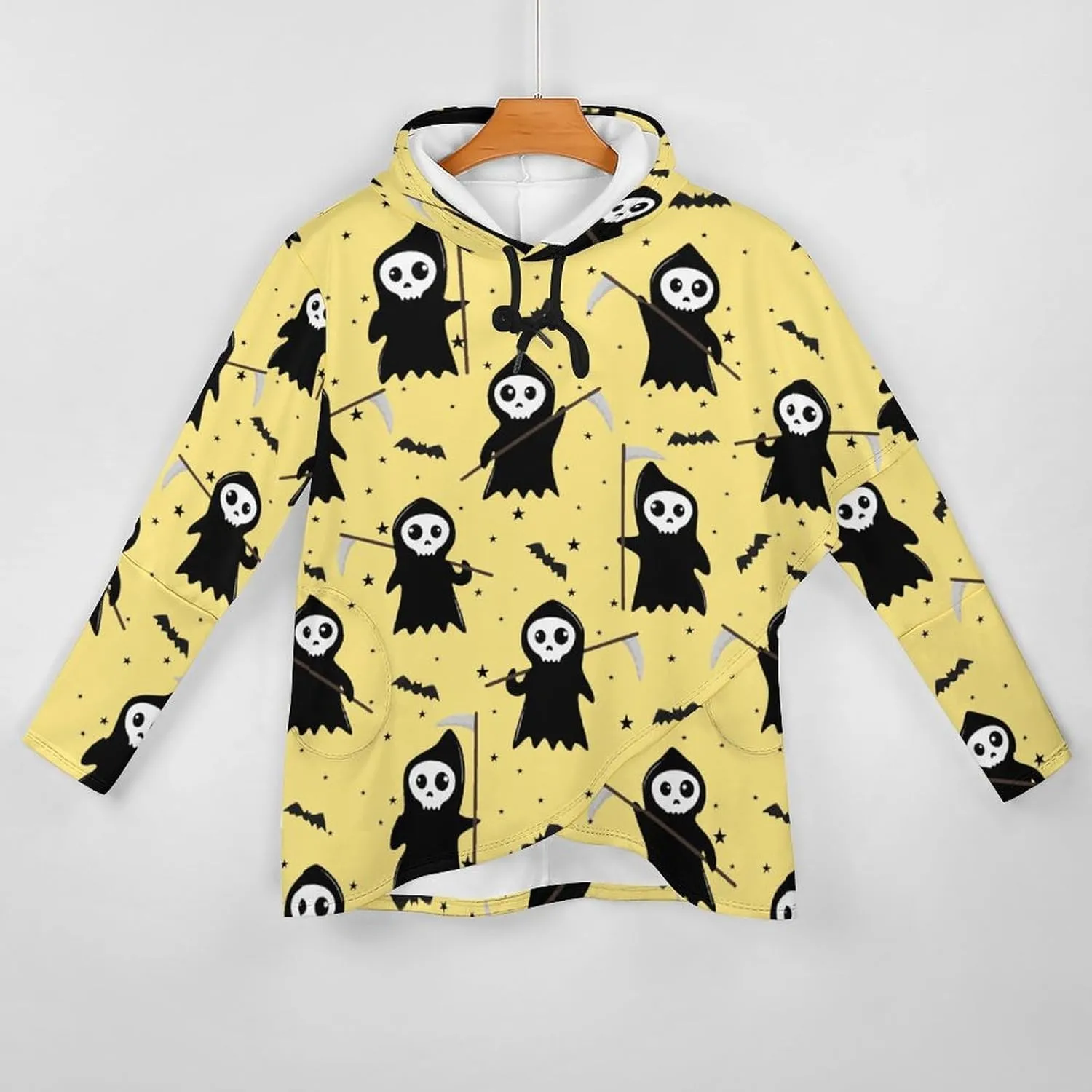 Women's Long Sleeves Cloak Style Halloween Death Hoodie Layered Elegant Loose-fit