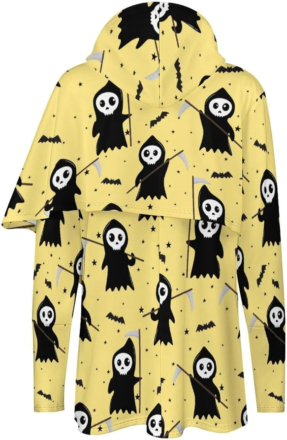 Women's Long Sleeves Cloak Style Halloween Death Hoodie Layered Elegant Loose-fit