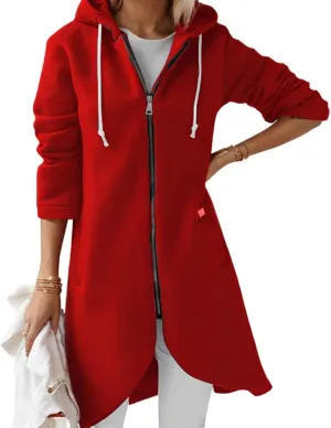Women's Long Zip Up Oversized Hoodie Casual Loose Tunic Long Sleeve Sweatshirt Open Front Cardigan Jacket with Pockets