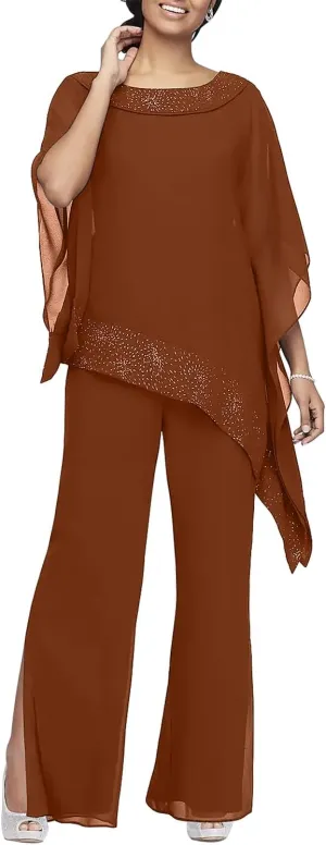 Women's Mother of The Bride Pant Suits 3 Piece Set Mother of Bride Wear for Wedding Guest Evening Party Gowns