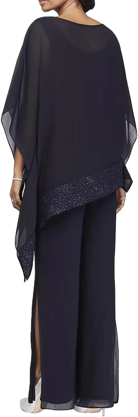 Women's Mother of The Bride Pant Suits 3 Piece Set Mother of Bride Wear for Wedding Guest Evening Party Gowns