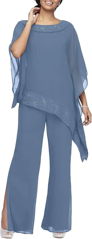 Women's Mother of The Bride Pant Suits 3 Piece Set Mother of Bride Wear for Wedding Guest Evening Party Gowns