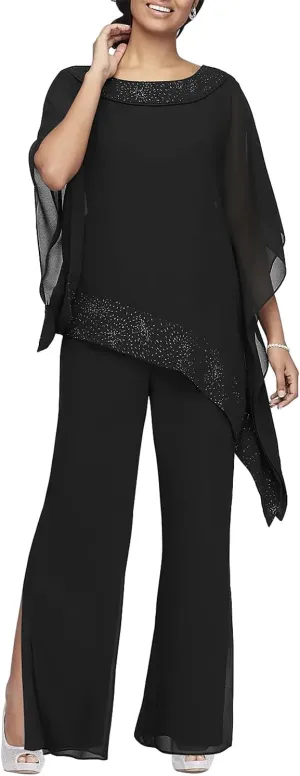Women's Mother of The Bride Pant Suits 3 Piece Set Mother of Bride Wear for Wedding Guest Evening Party Gowns