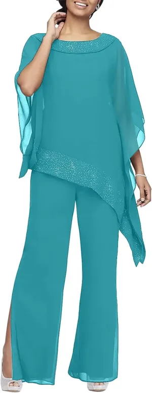 Women's Mother of The Bride Pant Suits 3 Piece Set Mother of Bride Wear for Wedding Guest Evening Party Gowns