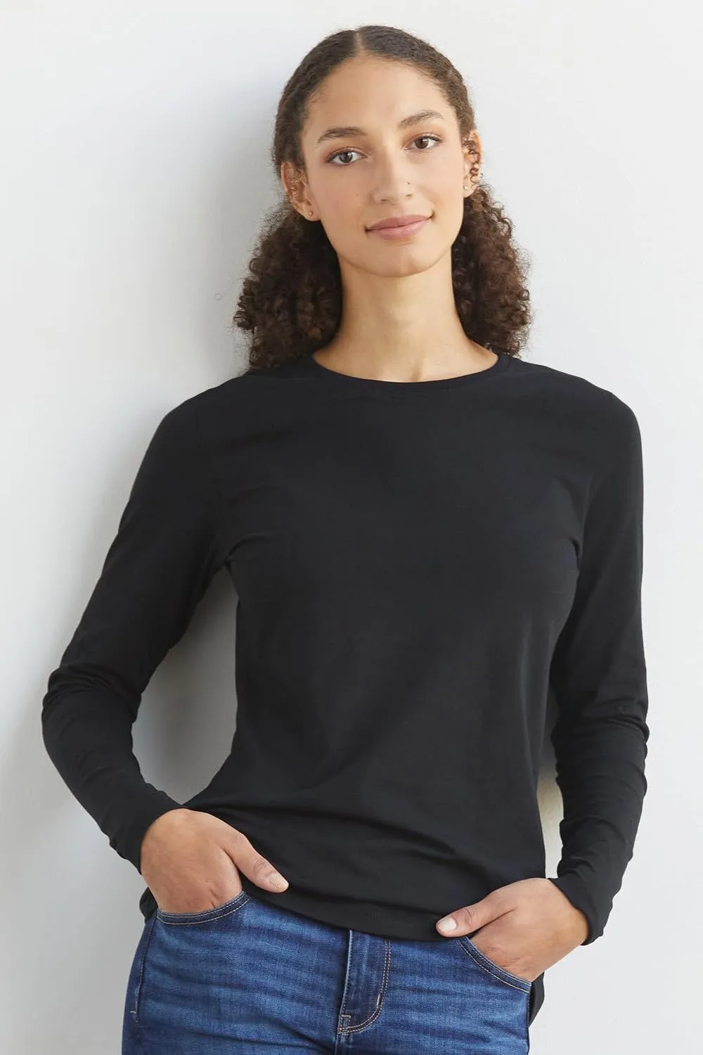 Women's Organic Pima Cotton Long Sleeve Crew Neck T-Shirt