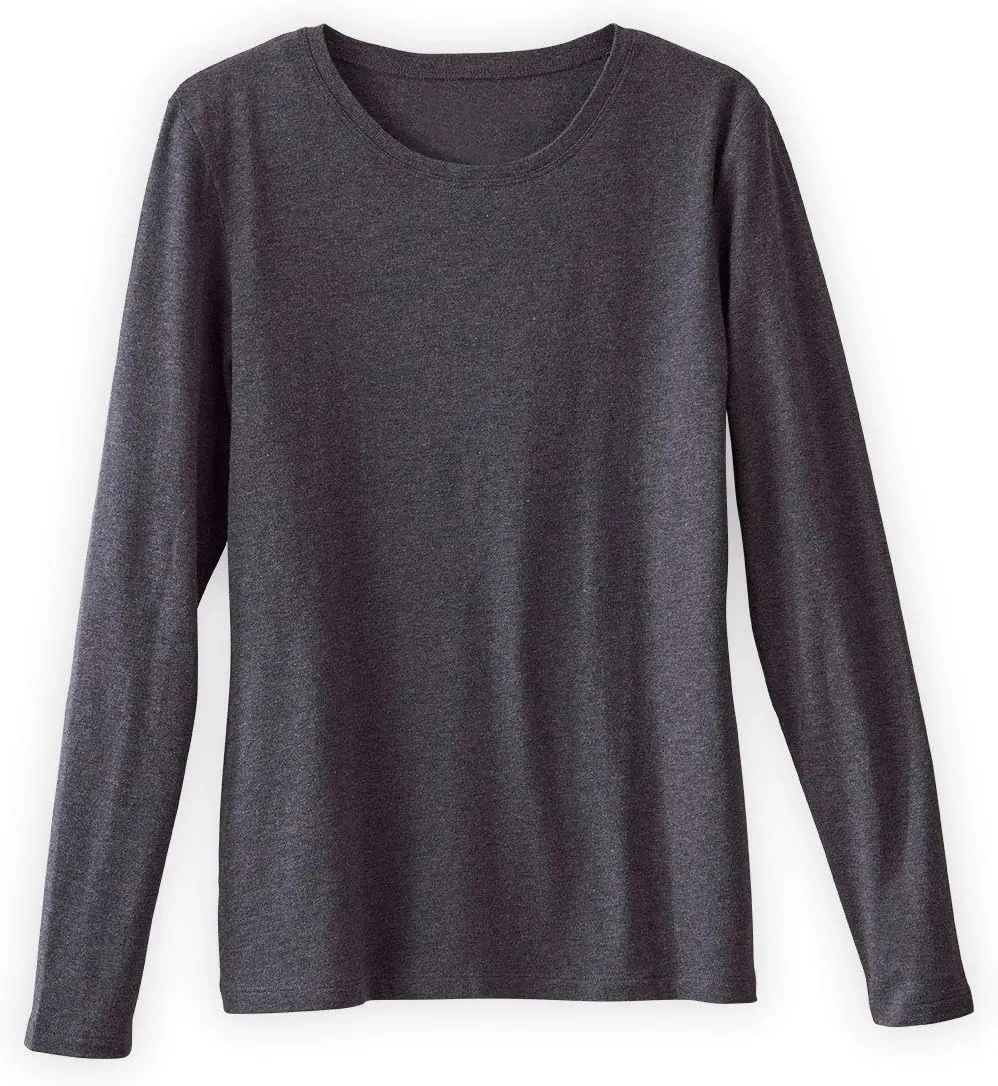 Women's Organic Pima Cotton Long Sleeve Crew Neck T-Shirt