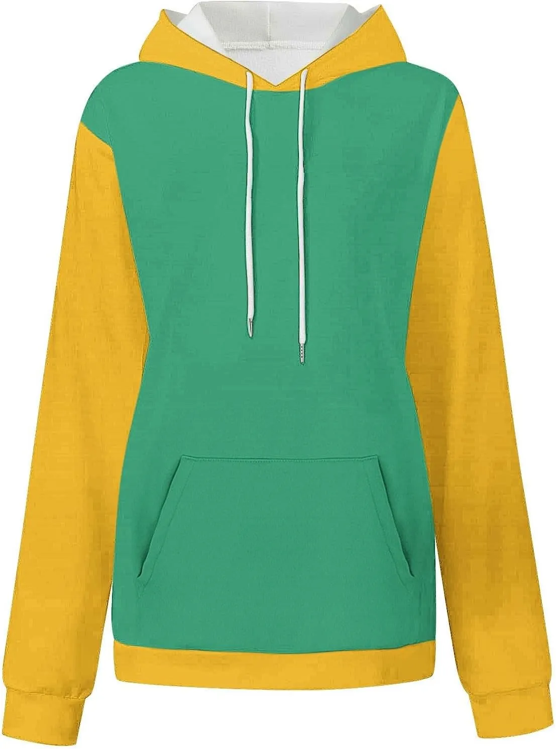 Women's Oversized Hoodies Fall Fashion Long Sleeve Hooded Sweatshirt Trendy Color Block Patchwork Y2k Pullover Tops