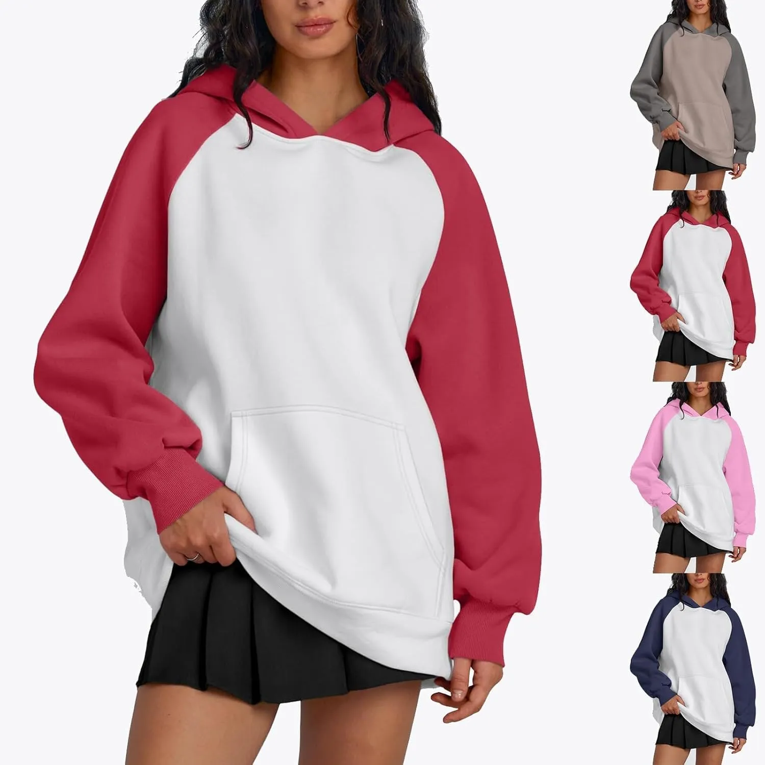 Womens Oversized Hoodies Fleece Casual Sweatshirts Basic Long Sleeve Sweaters Pullover 2024 Fall Winter Outfits